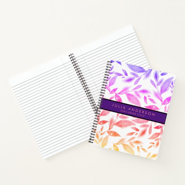 Cuaderno Moda Holografía Patrón de hojas botánicas rosadas (Interior)