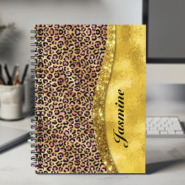 Cuaderno Moda imitación de oro purpurina impresión animal r