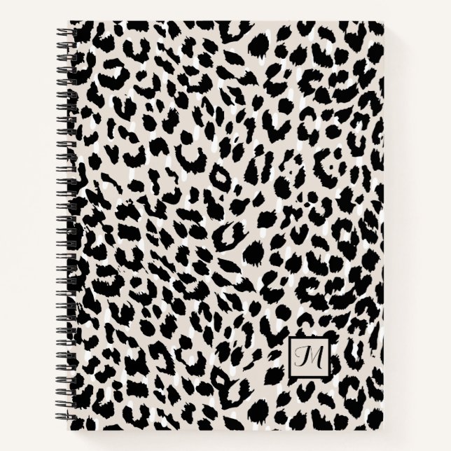 Cuaderno Moda Impresión animal natural y negra con monogram (Anverso)