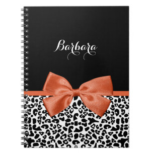 Cuaderno Moda Leopard Imprimir Naranja Quemado con nombre