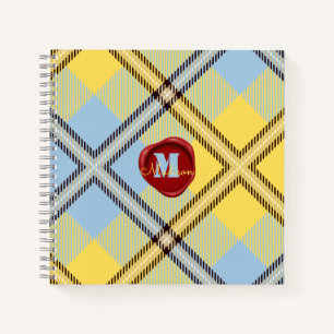 Cuaderno Moda Marca de Tartán azul amarillo Nombre del guió