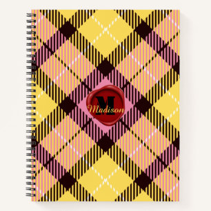 Cuaderno Moda Marca Tartán rosa Amarillo Nombre del guión d