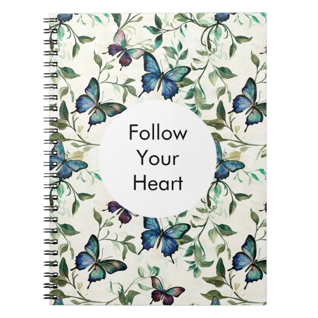 Cuaderno Moda Mariposas azules románticas (Frente)