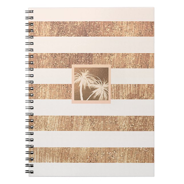 Cuaderno Moda moderna de palmeras tropicales de cobre y cre (Frente)