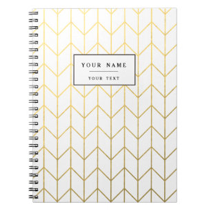 Cuaderno Moda moderna del fondo blanco de Chevron del oro