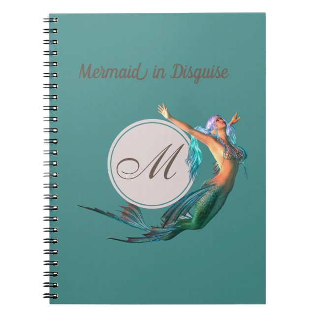 Cuaderno Moda moderna del monograma Verde azulado de verano (Frente)
