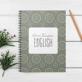 Cuaderno Moda moderna Estudiante simple sujeto Verde Gris