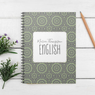 Cuaderno Moda moderna Estudiante simple sujeto Verde Gris