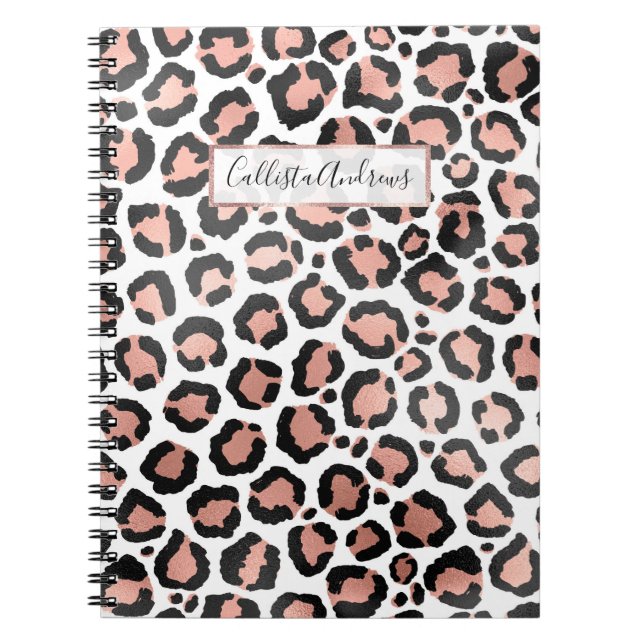 Cuaderno Moda moderna Rosa negro Relieve metalizado dorado  (Frente)