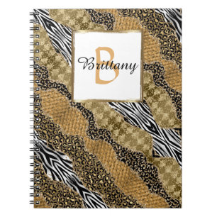 Cuaderno Moda Monograma Leopard Safari Gold Purpurina