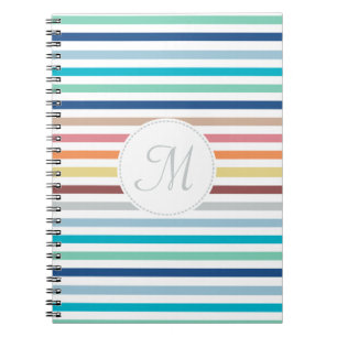 Cuaderno Moda Monograma Pastel Arcoiris Bandas horizontales