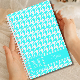 Cuaderno Moda Monogramada Turquesa Houndstoth Bullet