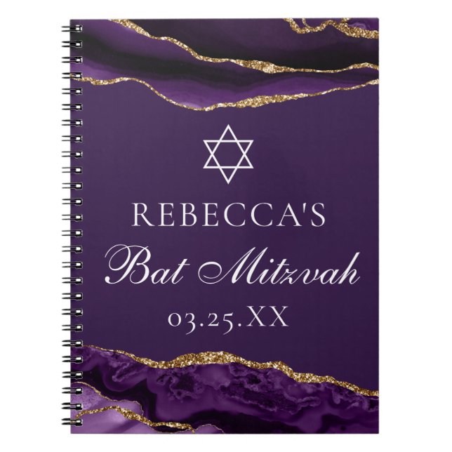 Cuaderno Moda Morple Gold Bat Mitzvah Personalizado (Frente)