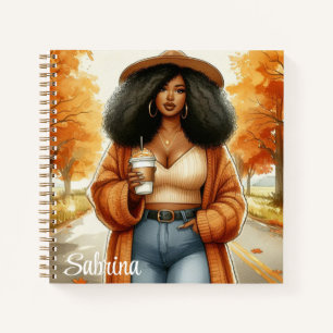 Cuaderno Moda Mujer afroamericana otoño   Caída
