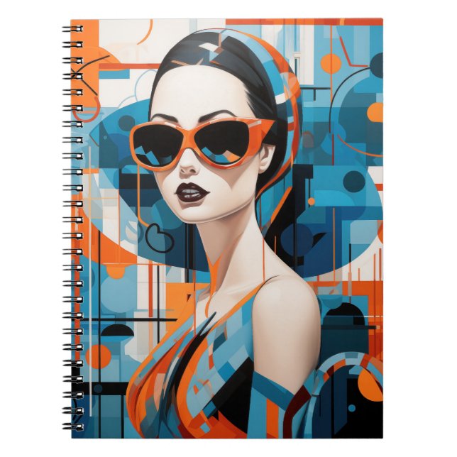 Cuaderno Moda mujer moderna, elegancia geométrica (Frente)