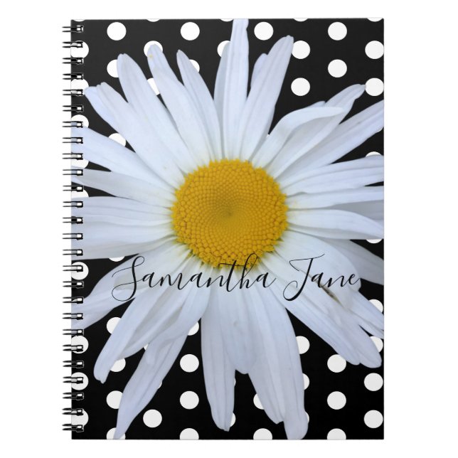 Cuaderno Moda negra puntos de polka blanco Personalizado de (Frente)