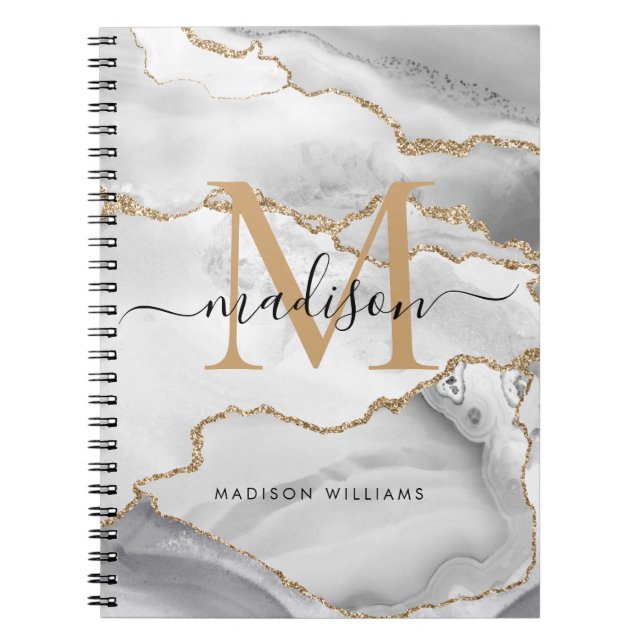 Cuaderno Moda Nombre de guión del monograma del Purpurina d (Frente)