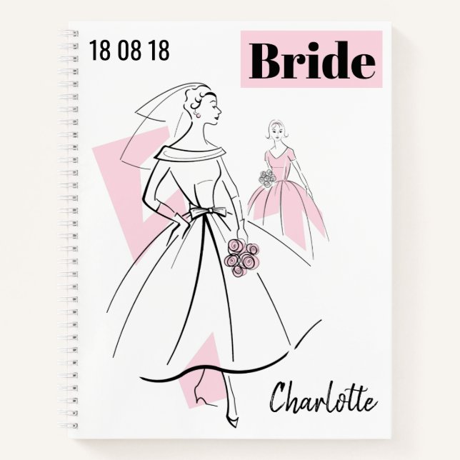Cuaderno Moda Novia Pink Group Bride Nombre de novia Fecha  (Anverso)