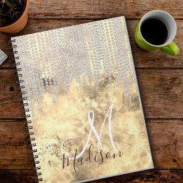 Cuaderno Moda oro diamante de imitación plata goteo monogra