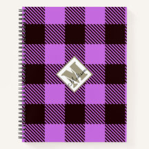 Moda Orquídea Negro Tartán Nombre personalizado