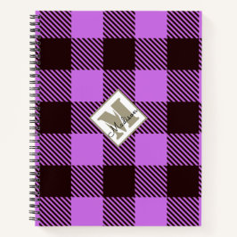 Cuaderno Moda Orquídea Negro Tartán Nombre personalizado
