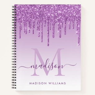 Cuaderno Moda Perforaciones Moradas Purpurina Sparkle Scrip