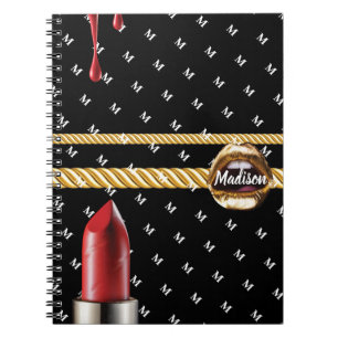 Cuaderno Moda Personalizado labios elegantes Gift Bday Beau