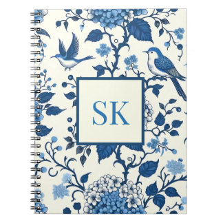 Cuaderno Moda personalizado Monogram Chinoiserie, Hydrangea