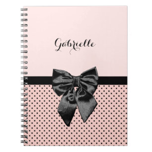 Cuaderno Moda Polka rosa parisino puntos negro y nombre