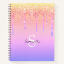 Moda Purpurina arcoiris goteo Nombre monograma de