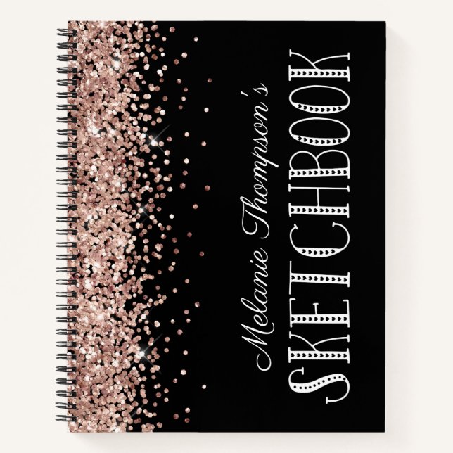 Cuaderno Moda Purpurina rosa - Manual de esbozo de nombre p (Anverso)