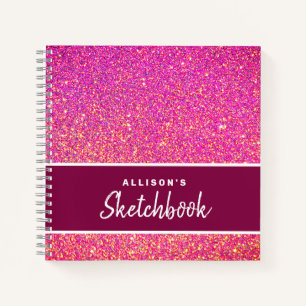 Cuaderno Moda Purpurina rosa personalizada