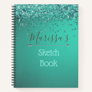 Cuaderno Moda Purpurinoso Turquiose Esbozo Personalizado