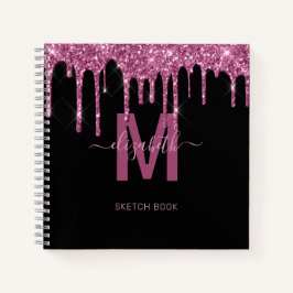 Cuaderno Moda Raspberry Drin Purpurina Monograma Nombre