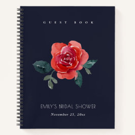 CUADERNO MODA RED NAVY ROSA FLORAL BRIDAL SHOWER GUESTBOOK