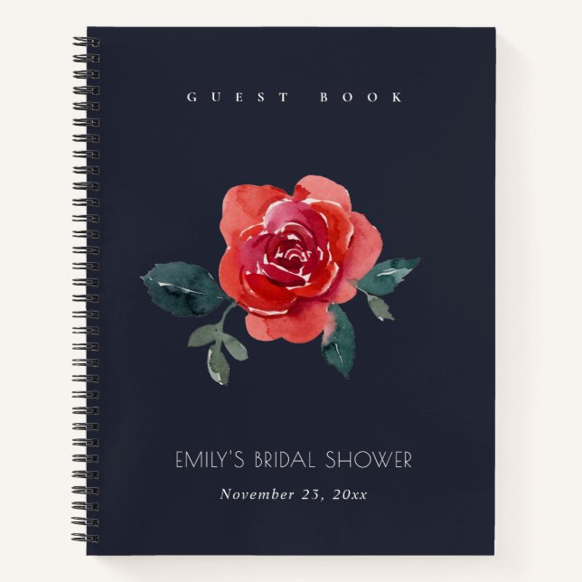 CUADERNO MODA RED NAVY ROSA FLORAL BRIDAL SHOWER GUESTBOOK (Anverso)