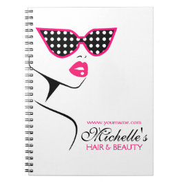 Cuaderno Moda Retro Negro Pink Polka Punto Gafas de sol Bel