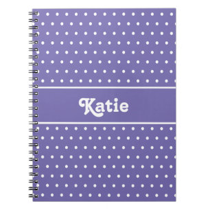 Cuaderno Moda Retro Polka Dots Purple and White Name