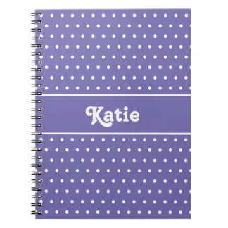 Cuaderno Moda Retro Polka Dots Purple and White Name