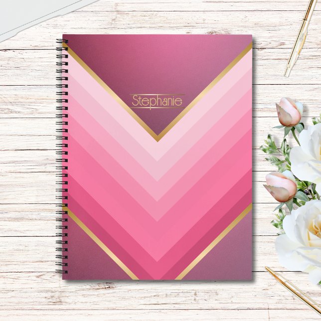 Cuaderno moda retro rosa y oro personalizada (Subido por el creador)