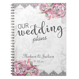 Cuaderno Moda romántica Peony Floral & Lace Wedner