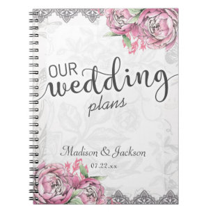 Cuaderno Moda romántica Peony Floral & Lace Wedner