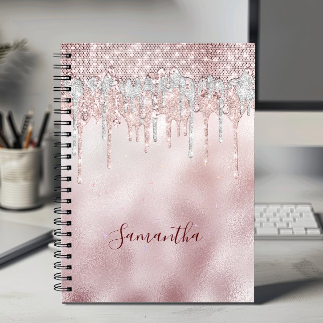 Cuaderno Moda rosa de sonrojadas purpurinas de oro goteo mo (Subido por el creador)