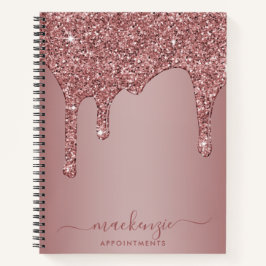 Cuaderno Moda Rosa Gold Esparkle Purpurinas Drips Nombramie