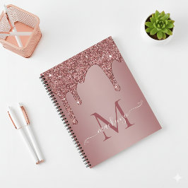 Cuaderno Moda Rosa Oro Espuma Purpurinas Rasgos Monograma