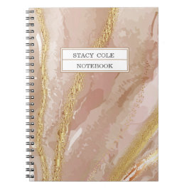 Cuaderno Moda Rosa Rosa Gold Nombre personalizado