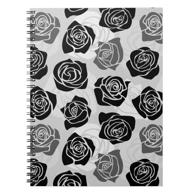 Cuaderno Moda Rosas negras y blancas ventilatorias (Frente)