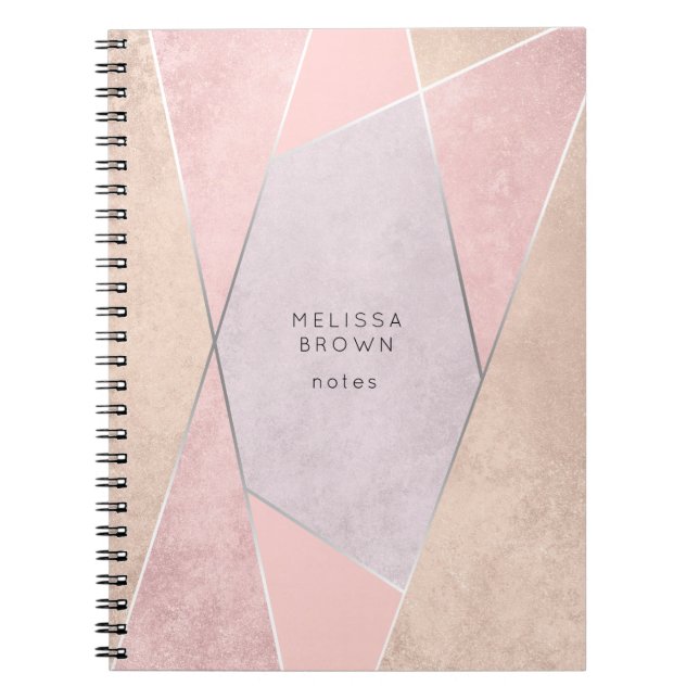 Cuaderno Moda RoseGold Geometric trendy Elegante Plata Rosa (Frente)