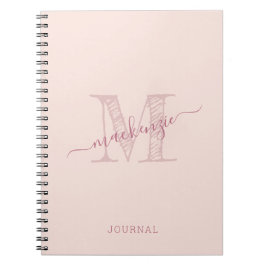 Cuaderno Moda Rústica de Monograma Rosa Personalizada