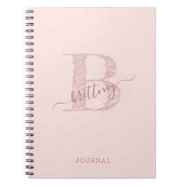 Cuaderno Moda Rústica de Monograma Rosa Personalizada